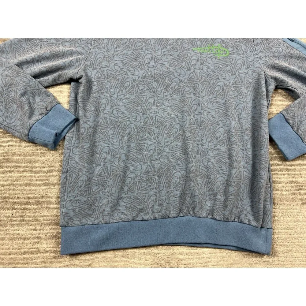 Reel Life‎ Sweater Mens Medium Blue Geometric Longsleeve Outdoors Casual